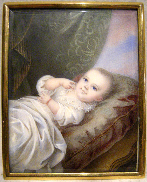 "Baby in the bed", miniature on ivory Item ID 2121