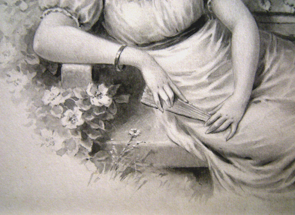 "Beauty in the garden ", original watercolour as design to the Art Nouveau post card Item ID 2608 – Bild 3