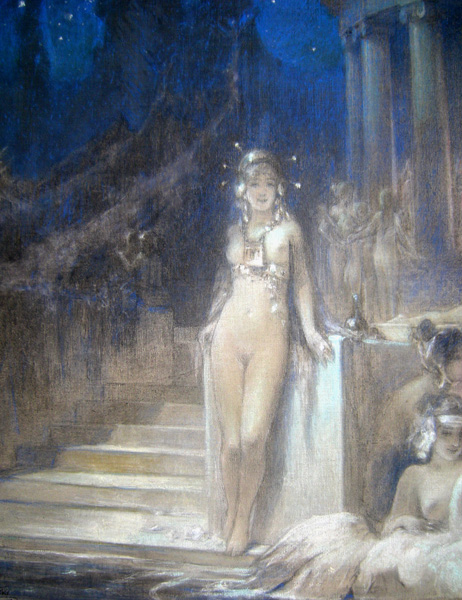 "Attic Night", rare symbolistic painting by the best pupil of Hans Makart Item ID 2655 – Bild 3