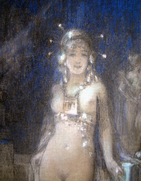 "Attic Night", rare symbolistic painting by the best pupil of Hans Makart Item ID 2655 – Bild 4