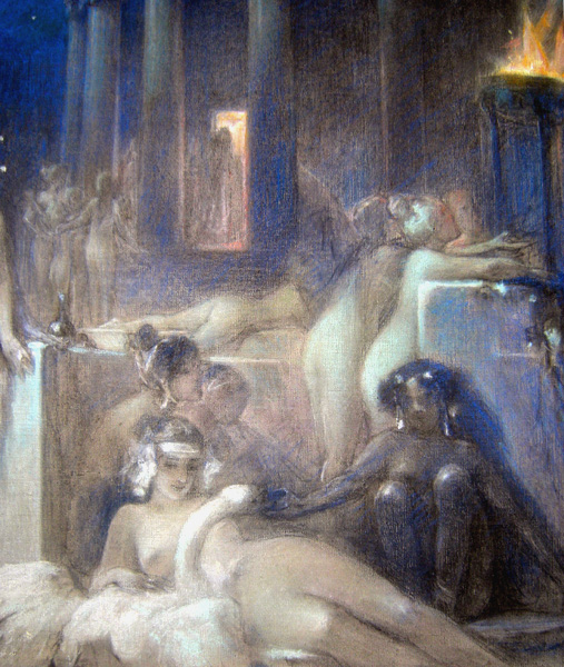 "Attic Night", rare symbolistic painting by the best pupil of Hans Makart Item ID 2655 – Bild 5