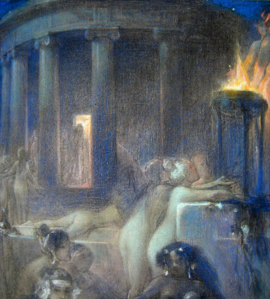 "Attic Night", rare symbolistic painting by the best pupil of Hans Makart Item ID 2655 – Bild 9
