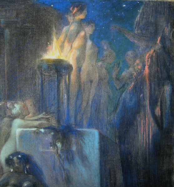 "Attic Night", rare symbolistic painting by the best pupil of Hans Makart Item ID 2655 – Bild 10