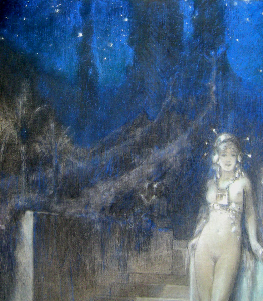 "Attic Night", rare symbolistic painting by the best pupil of Hans Makart Item ID 2655 – Bild 11