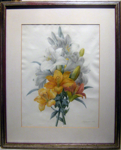 "Bouquet of Lilies", gouache on vellum, signed & dated 1836 Item ID 3179