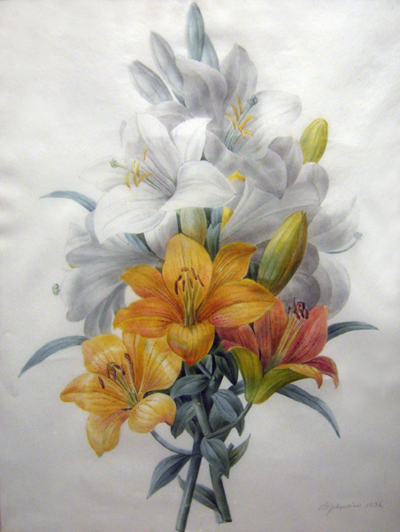 "Bouquet of Lilies", gouache on vellum, signed & dated 1836 Item ID 3179 – Bild 2