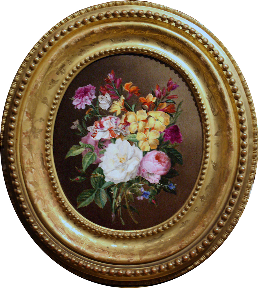 " Boquet of flowers", painting on porcelain plaque Item ID 4150