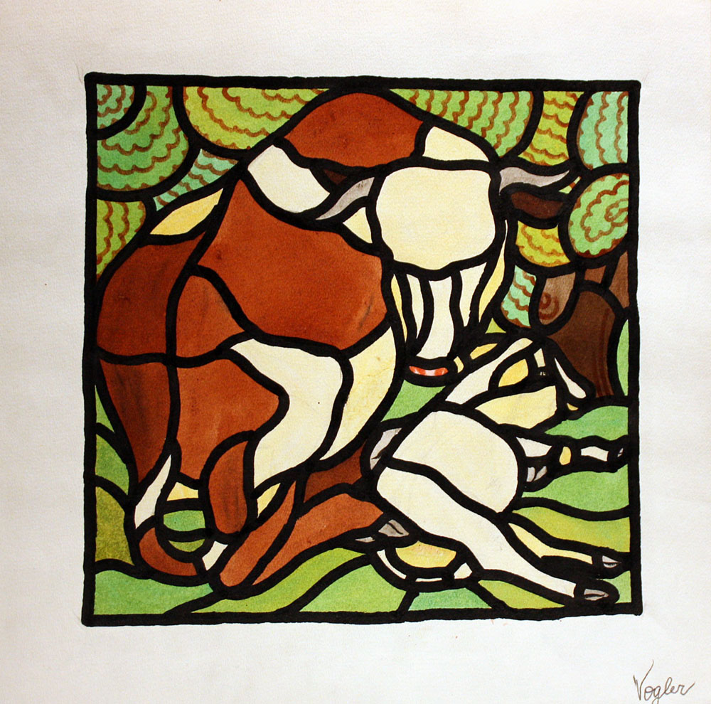 " Cow and calf ", original design for stained-glass window Item ID 4209