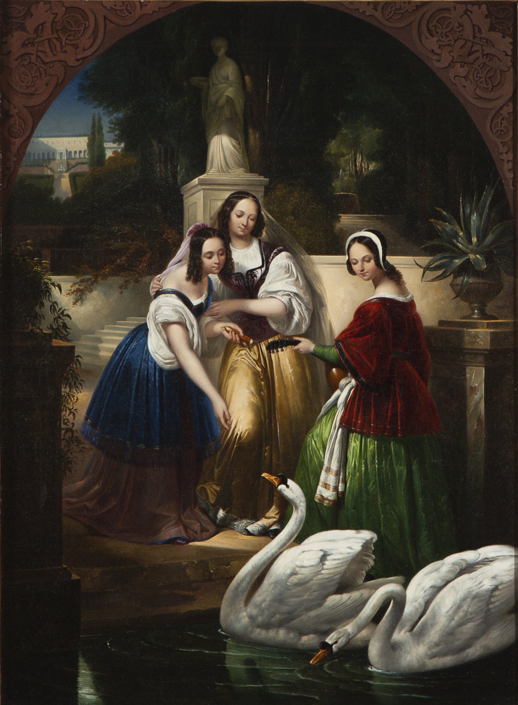 " Three women feeding swans", from the former property of the Prussian King Friedrich Wilhelm III Item ID 4338 – Bild 2