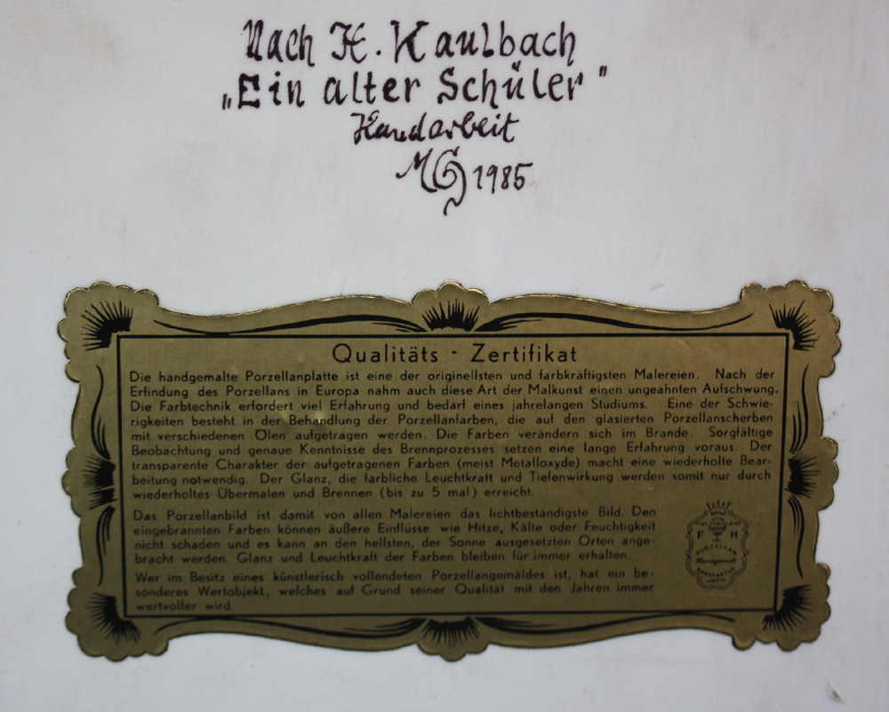 "An old pupil" , hand-painted plaque Item ID 4792 – Bild 8