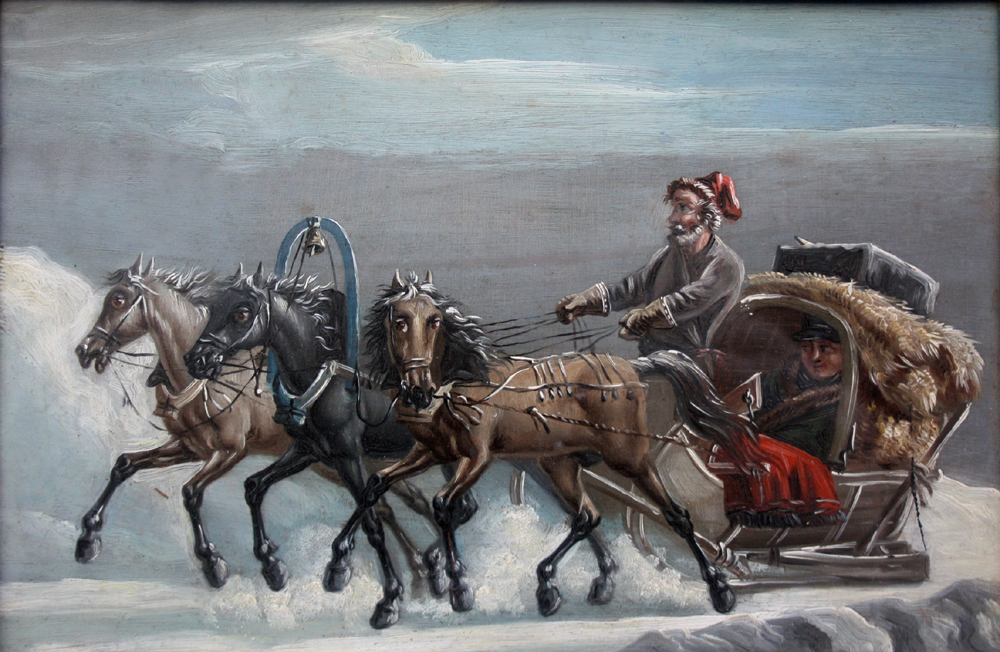 pair of paintings with Troika ride in winter and summer Item ID 5634 – Bild 2