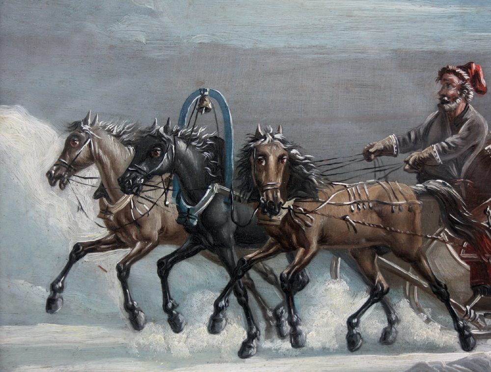 pair of paintings with Troika ride in winter and summer Item ID 5634 – Bild 3