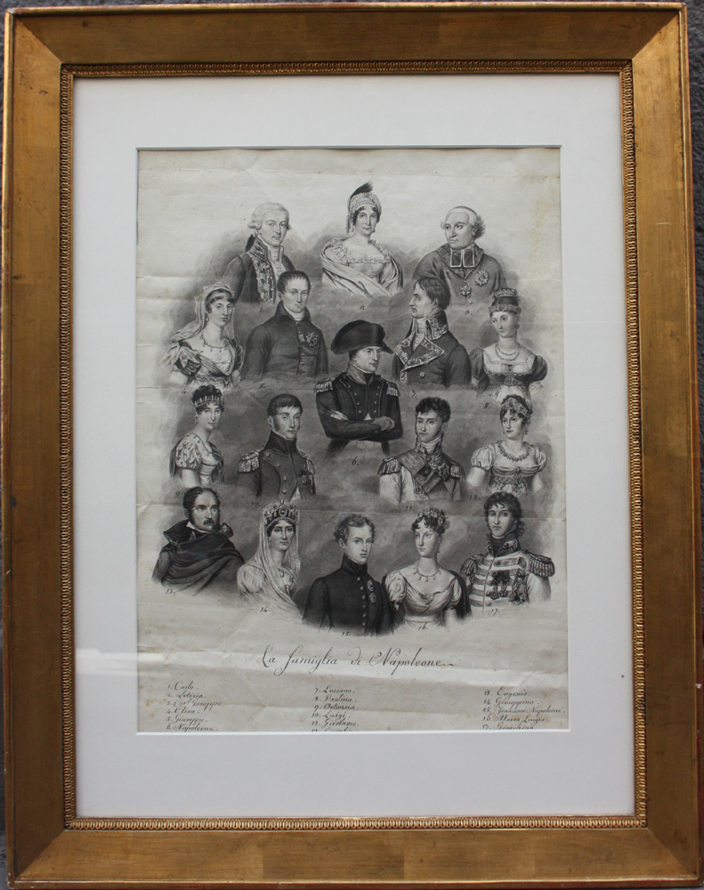 " La Famiglia di Napoleone ", rare portrait watercolor of early 19th century Item ID 5783
