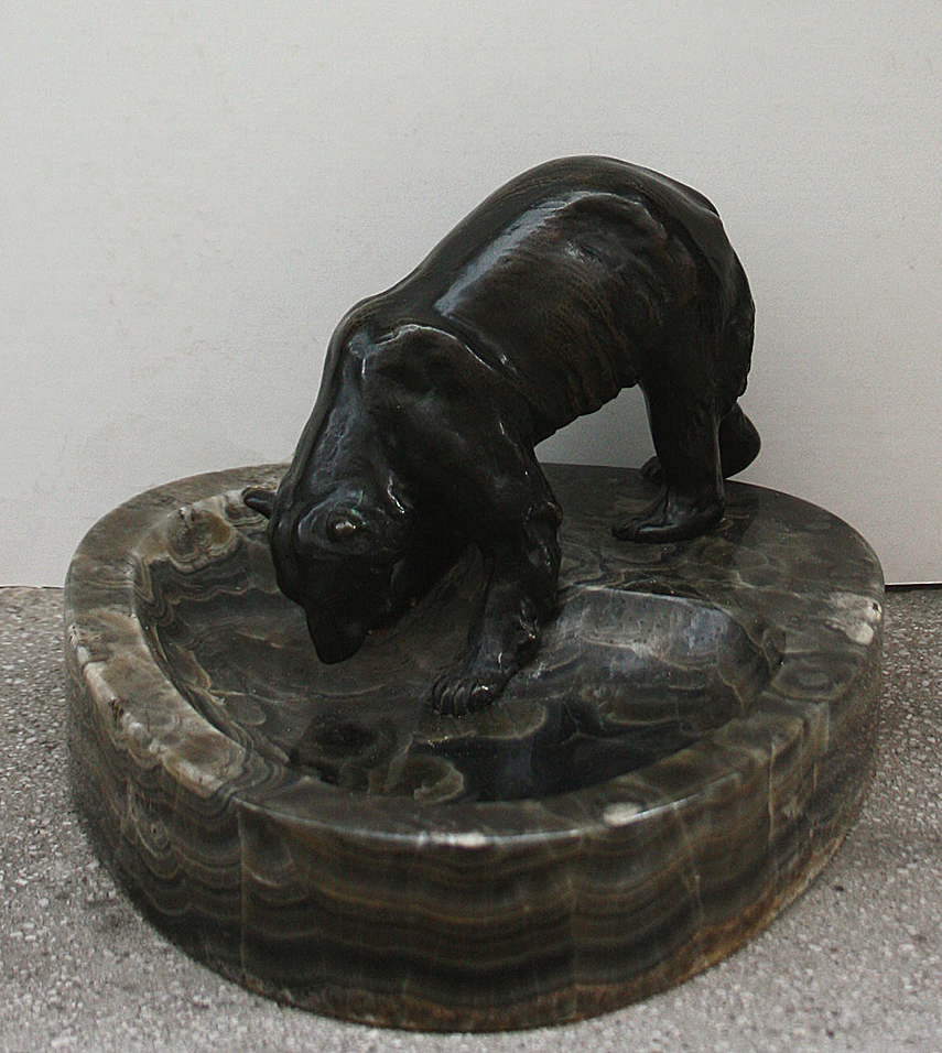 " Russian bear", bronze with stone bowl for business card Item ID 5953