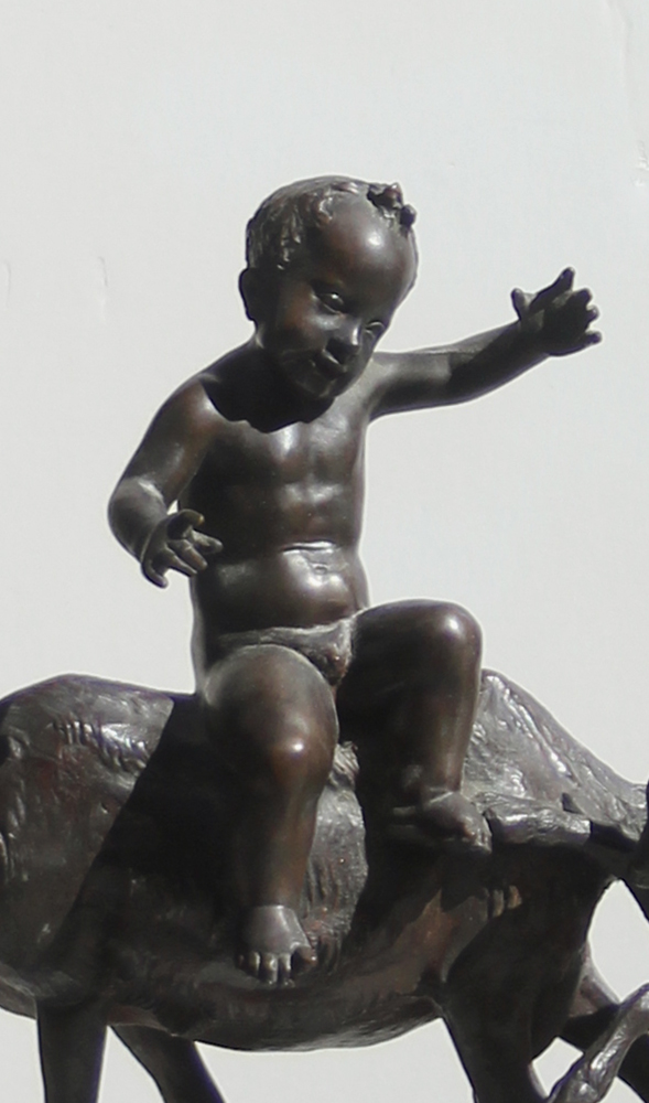 Art Nouveau bronze composition "Boy with Goats" – Bild 3