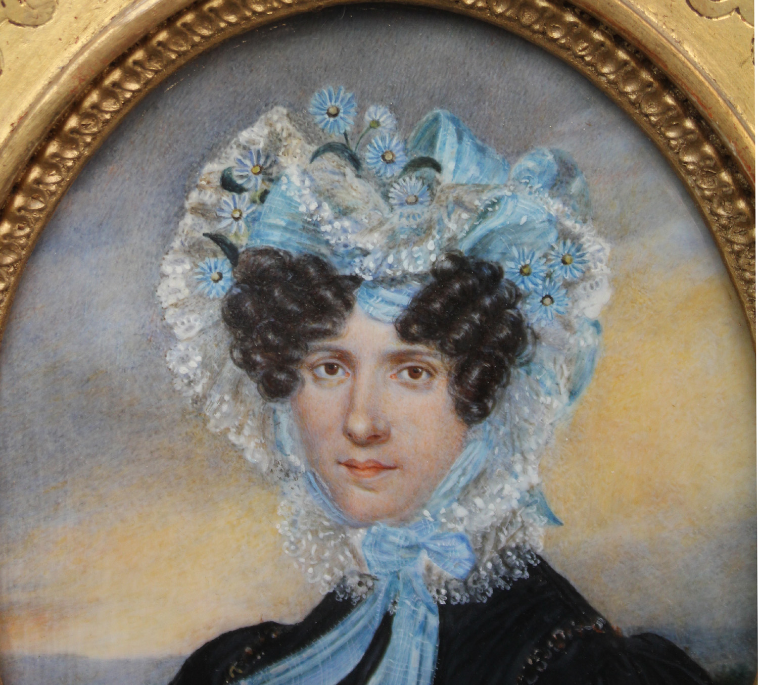 Portrait of young lady in black dress and with lace bonnet – Bild 3