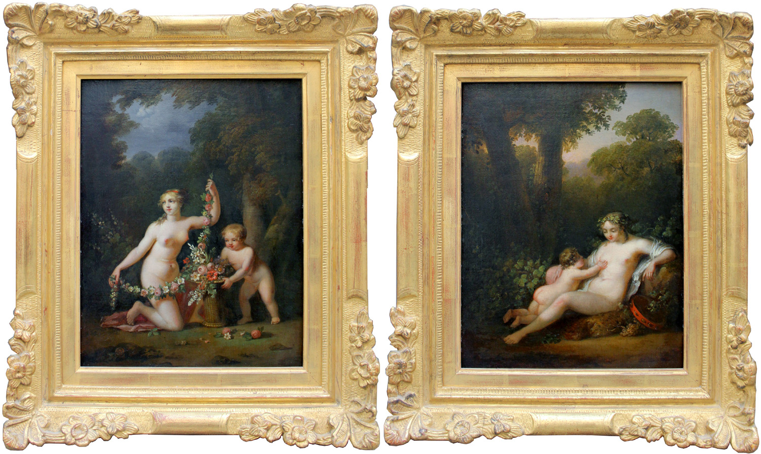 A pair of mythological scenes