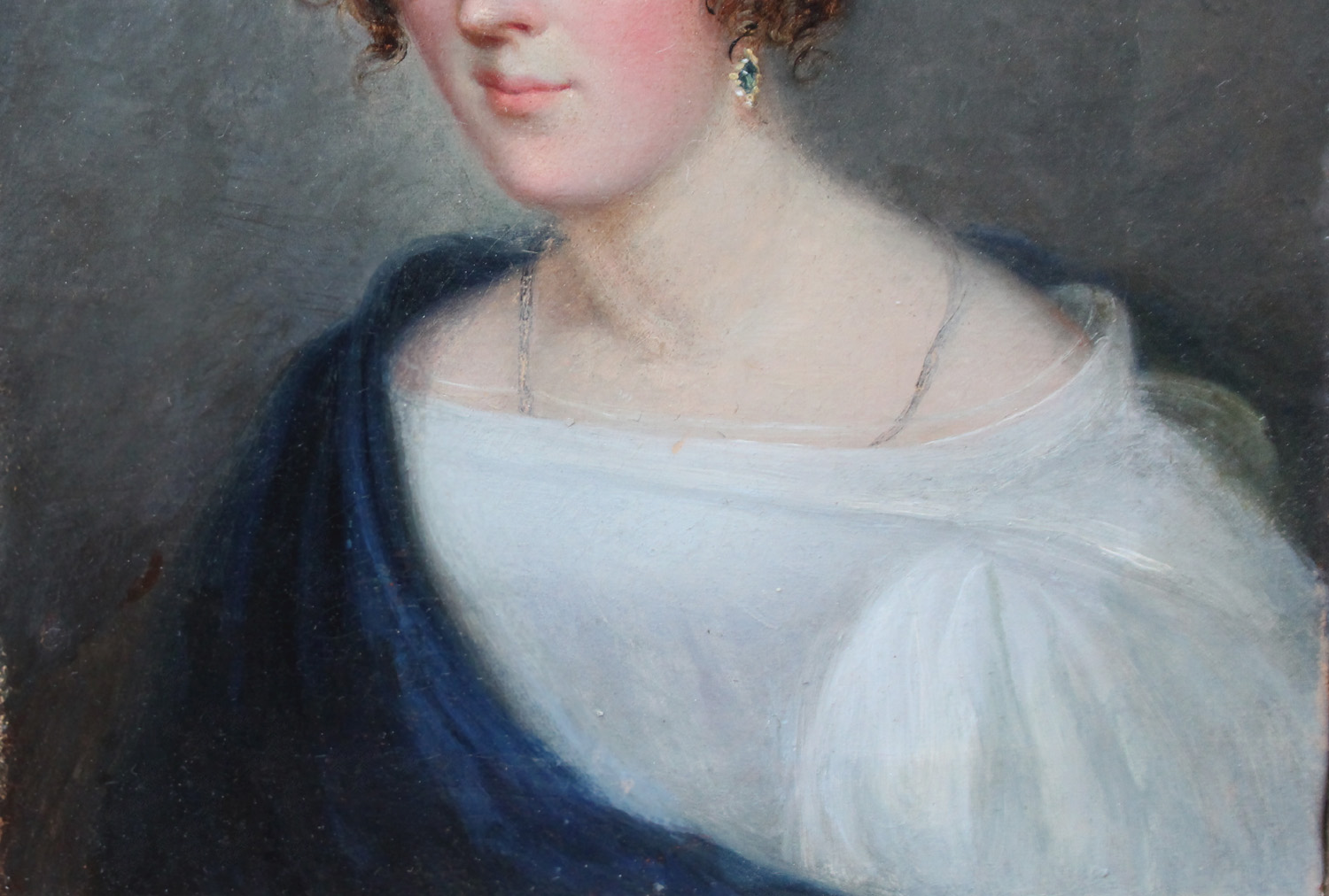 Portrait of young lady in a white dress and a blue scarf – Bild 5
