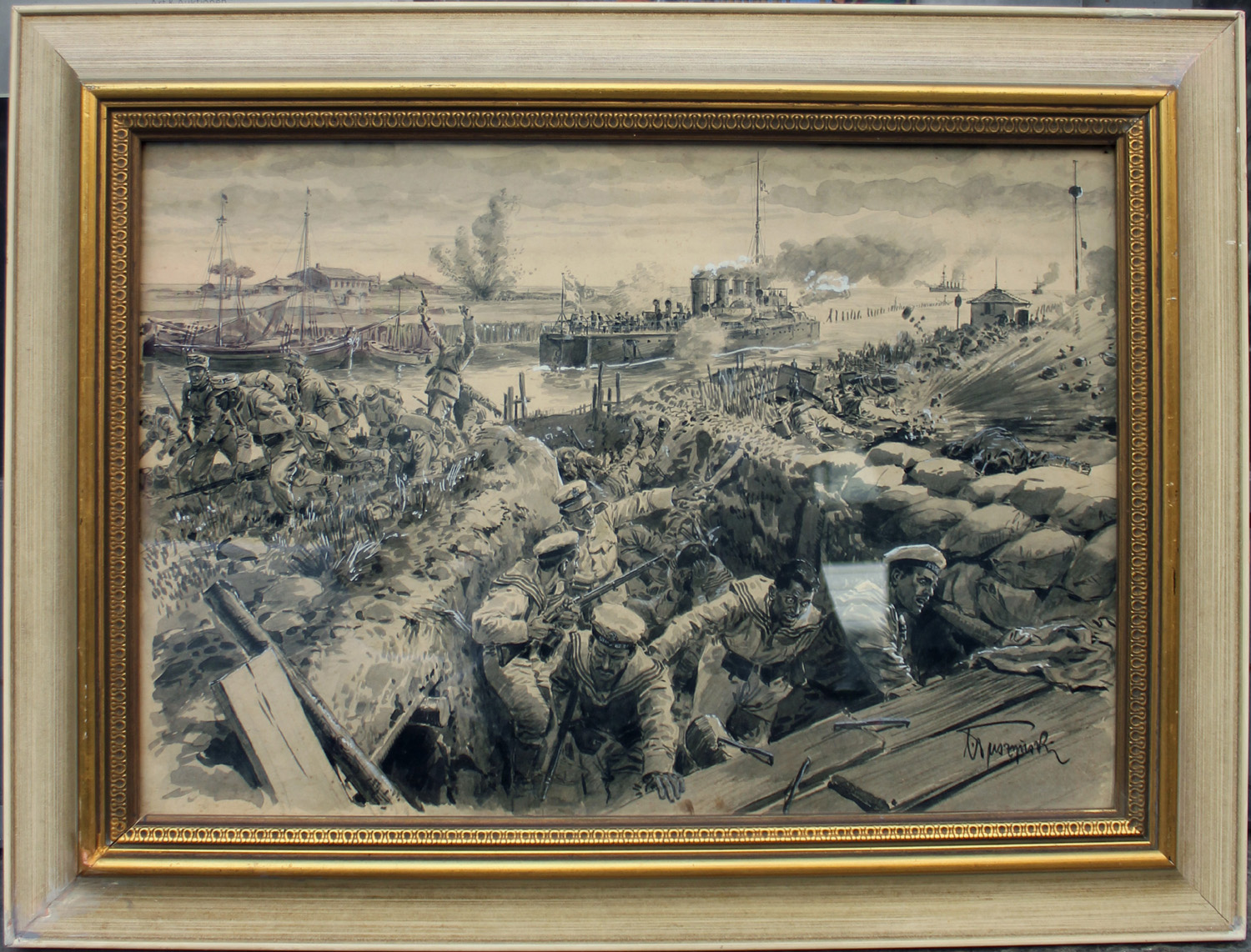 Battle of Porto Corsini, Austrian Destroyer „Schrfschütze“ shells Italian redoubts